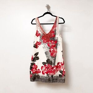 Free People Red and Black Floral Mini Dress